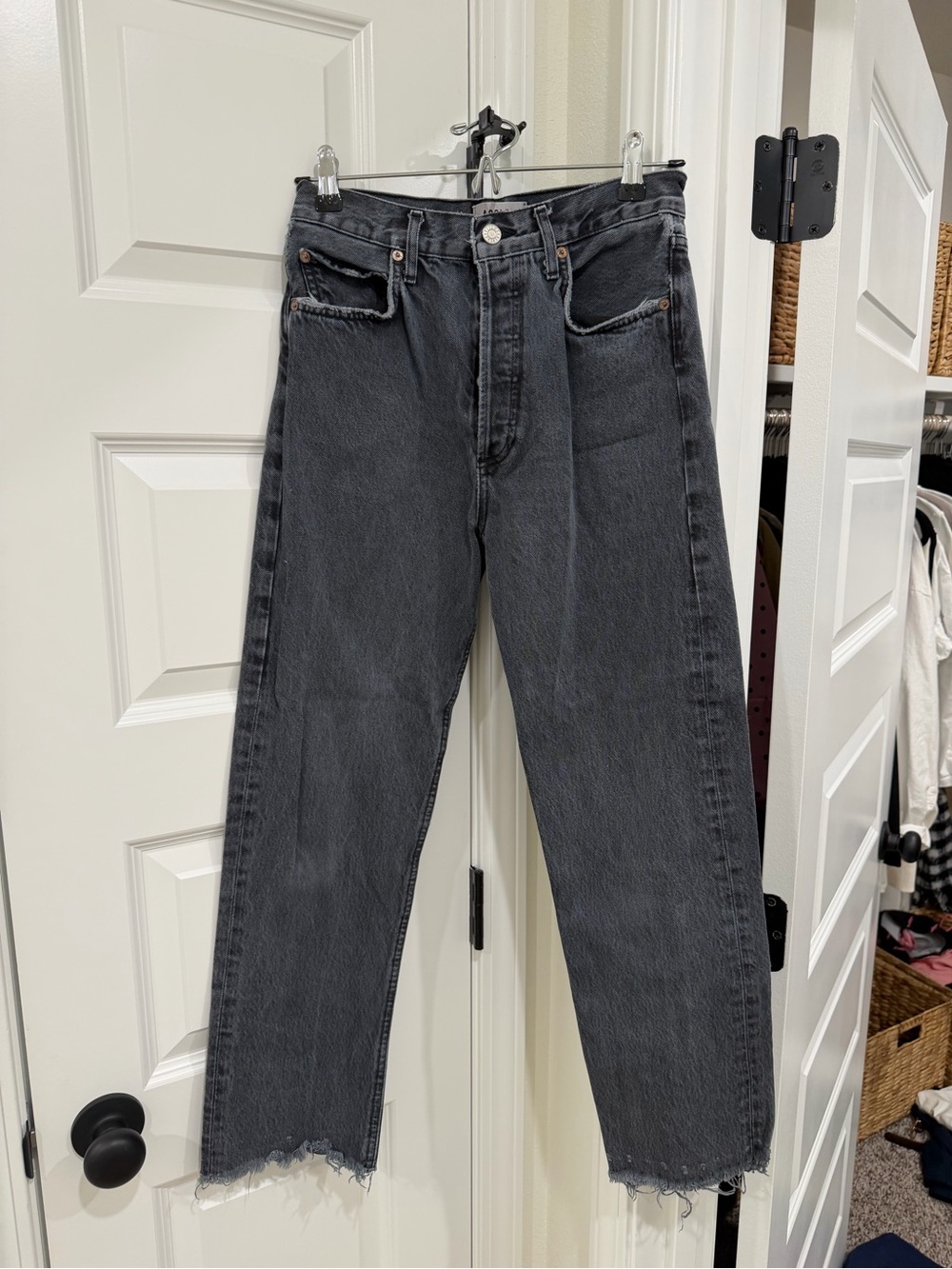 Agolde Straight Leg Jeans in Washed Black